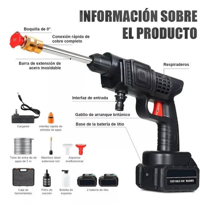 Hidrolavadora Recargable 48V + Regalo 2 Baterías + Maletín 🚿⚡